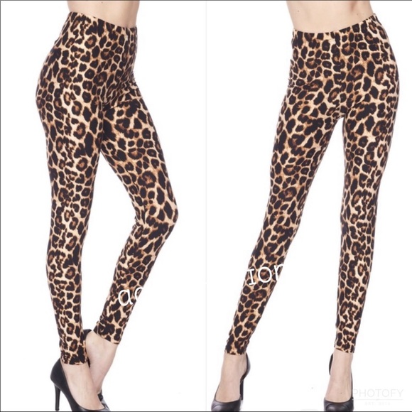 High Waist Leggings Leopard Camo Print OS - Picture 3 of 5